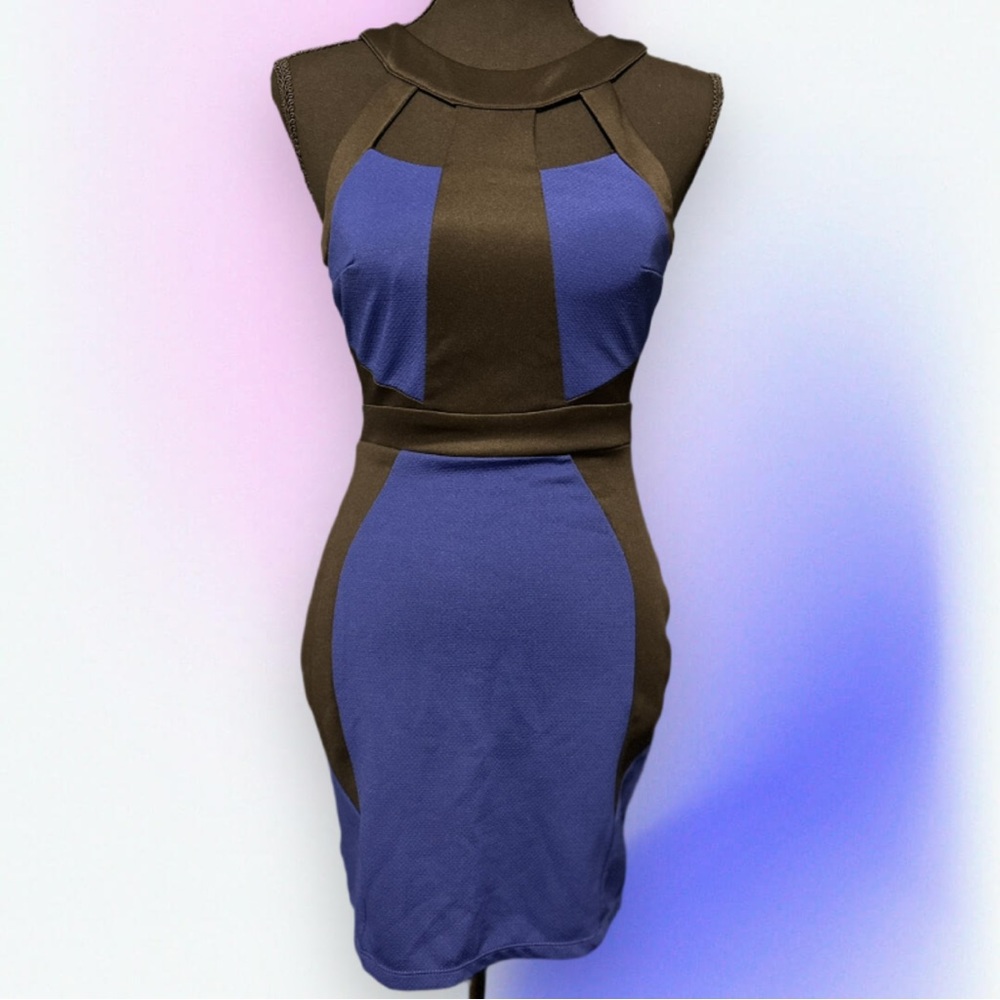 Elegant Blue and Black Women's Dress